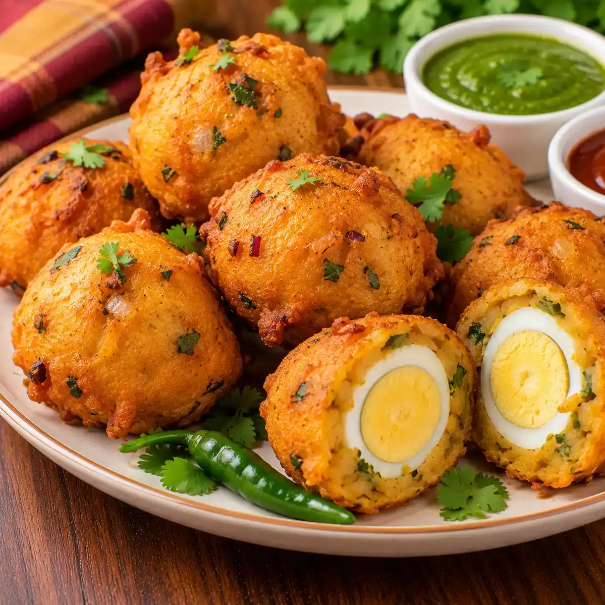 Egg Bonda - 2Pcs — Savor the delightful crunch of our Egg Bonda, where a perfectly boiled at Apna Bazar - Eatery